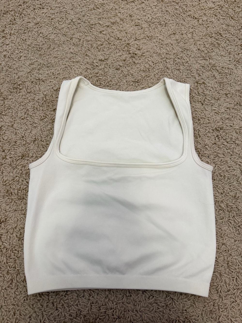 Classic Sleeveless Square-Neck Tank Top in Cream